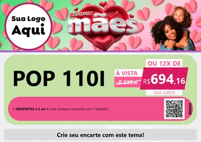 Modelo de Cartaz para Cartaz A4 Horizontal com o tema Dia das Mães para Concessionaria de Motos