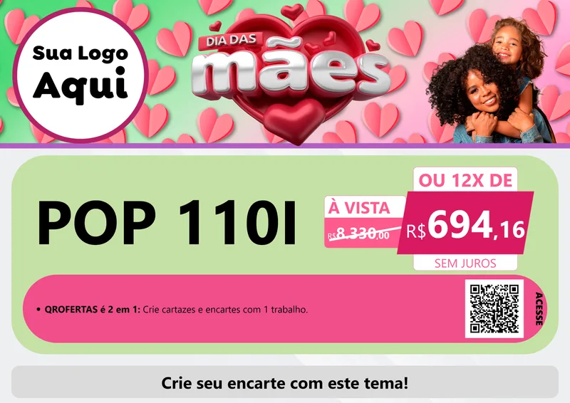 Modelo de Cartaz para Cartaz A4 Horizontal com o tema Dia das Mães para Concessionaria de Motos
