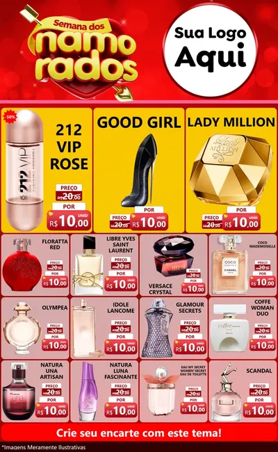 Modelo de Encarte para Encarte Grande com o tema Semana dos namorados para Perfumes