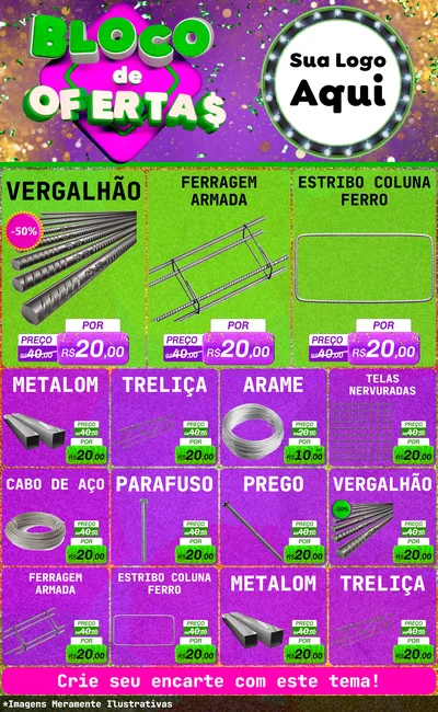 Modelo de Encarte para Encarte Grande com o tema Bloco de Ofertas para Ferragens