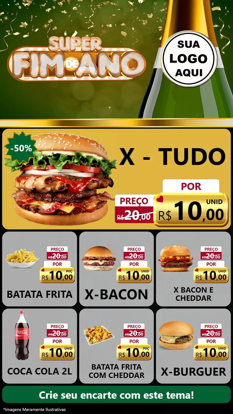 Modelo de Rede Social para Stories com o tema Super Fim de Ano para Hamburgueria