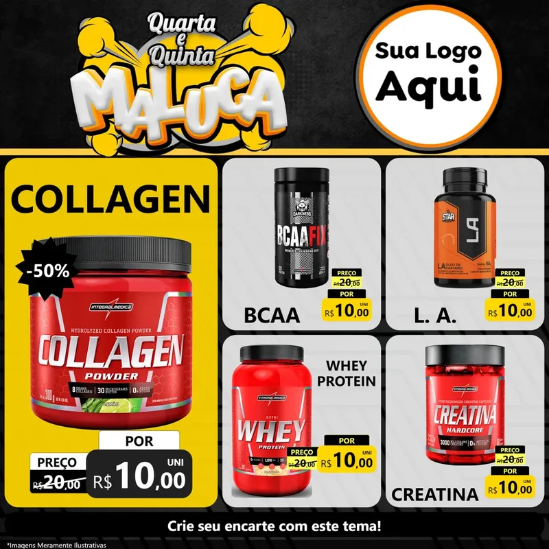 Modelo de Rede Social para Feed Facebook com o tema Quarta e Quinta Maluca para Suplementos alimentares