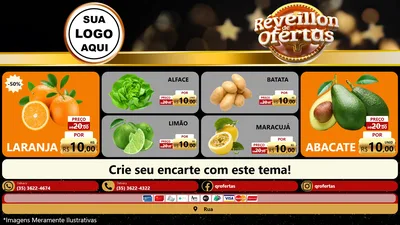 Modelo de TV para TV Horizontal com o tema Réveillon de Ofertas para Hortifrúti