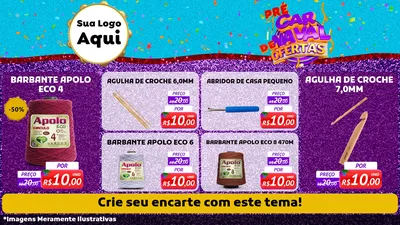Modelo de TV para TV Horizontal com o tema Pré Carnaval de Ofertas para Armarinho e Aviamentos