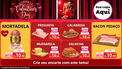 Modelo de TV para TV Horizontal com o tema Valentine's Day para Frios e Laticínios