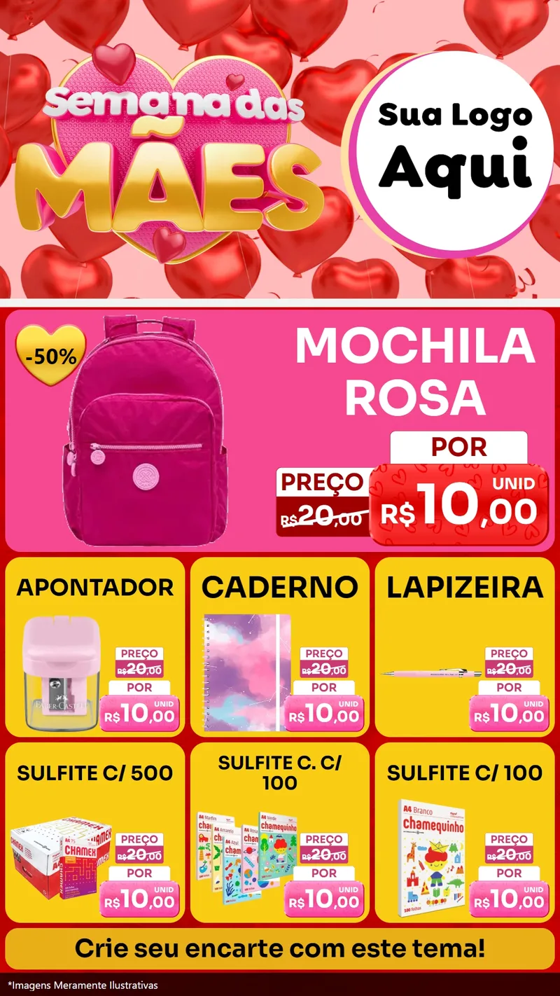 Modelo de Rede Social para Stories com o tema Semana Das Mães para Papelaria