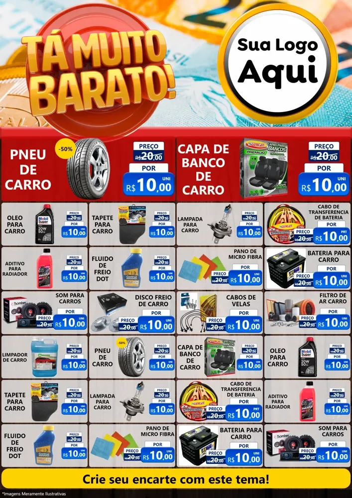 Modelo de Encarte para Encarte A4 Vertical com o tema Está Muito Barato para Auto peças