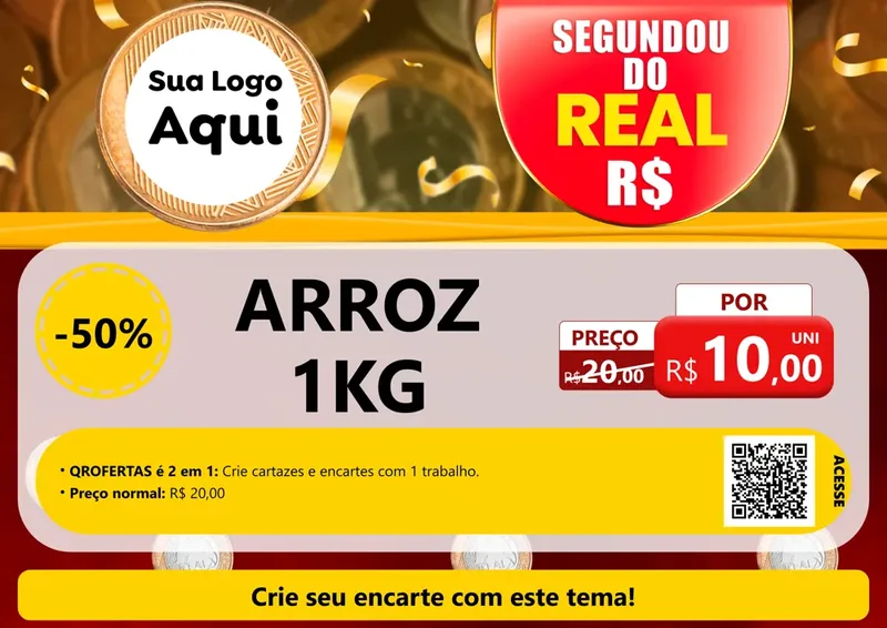 Modelo de Cartaz para Cartaz A4 Horizontal com o tema Segundou do Real para Supermercado