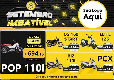 Modelo de Encarte para Encarte A4 Horizontal com o tema Setembro Imbatível para Concessionaria de Motos