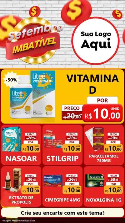 Modelo de Rede Social para Stories com o tema Setembro Imbatível para Farmácia