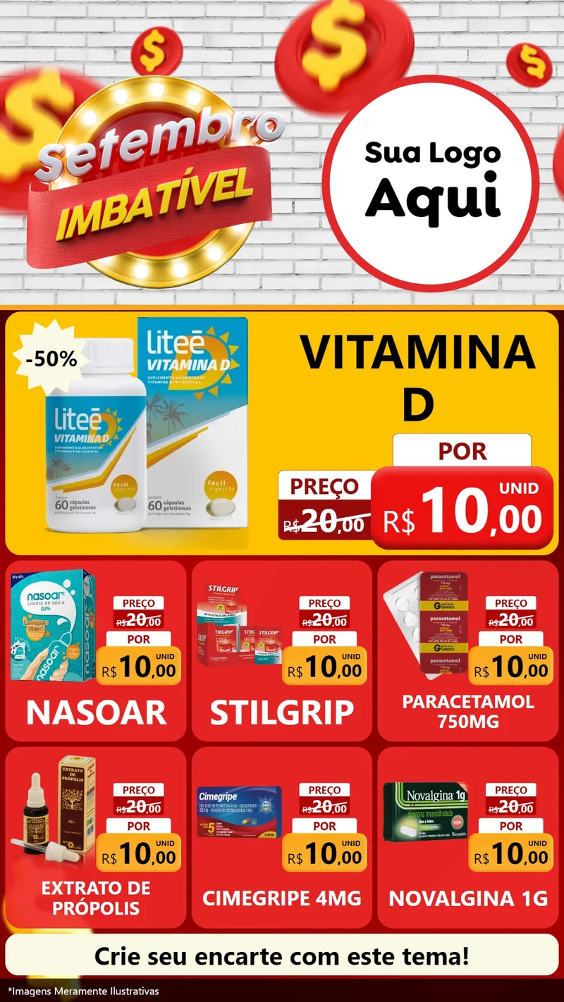Modelo de Rede Social para Stories com o tema Setembro Imbatível para Farmácia