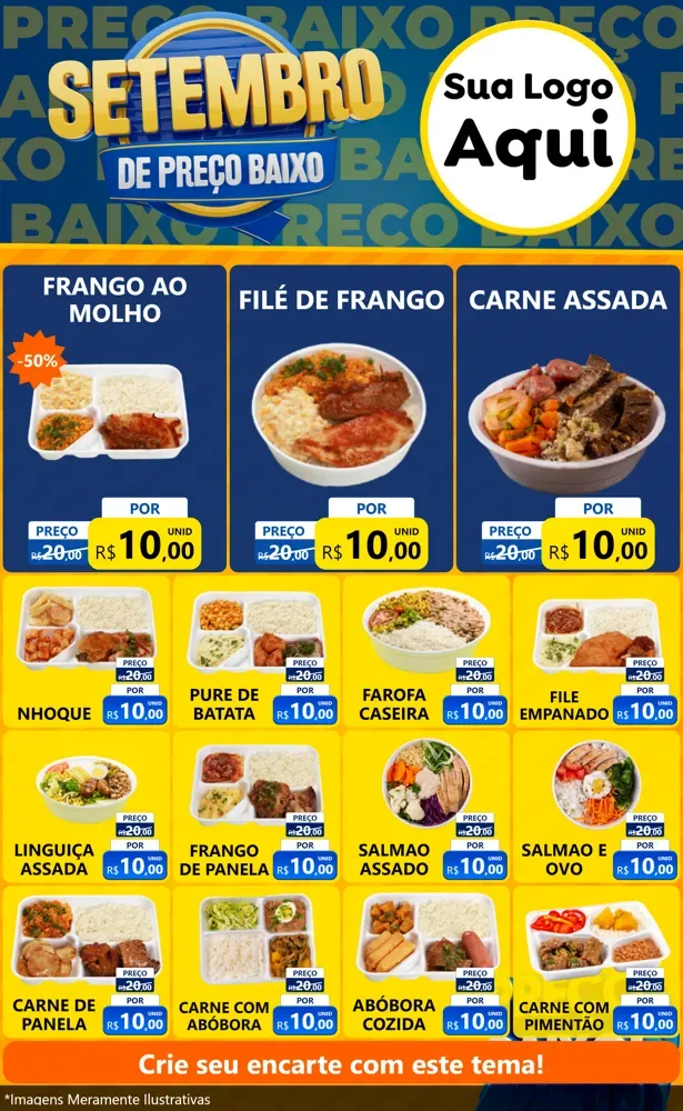 Modelo de Encarte para Encarte Grande com o tema Setembro De Preço Baixo para Restaurante