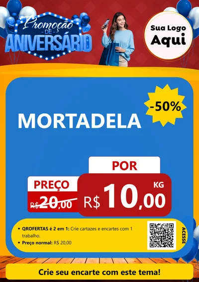 Modelo de Cartaz para Cartaz A4 Vertical com o tema Promoção de Aniversário para Frios e Laticínios