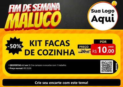 Modelo de Cartaz para Cartaz A4 Horizontal com o tema Final de Semana Maluco para Utilidades Domésticas