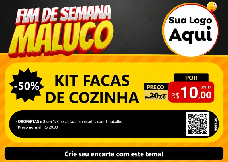 Modelo de Cartaz para Cartaz A4 Horizontal com o tema Final de Semana Maluco para Utilidades Domésticas