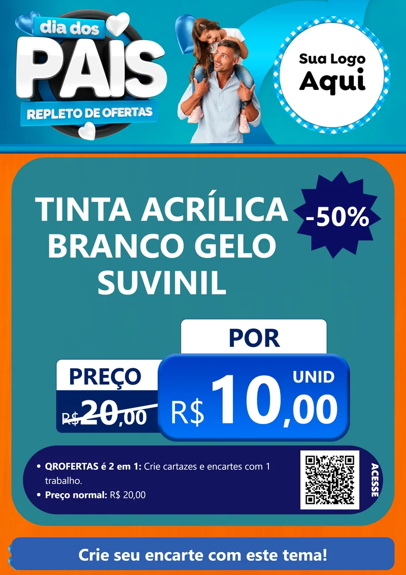 Modelo de Cartaz para Cartaz A4 Vertical com o tema Dia Dos Pais Repleto de Ofertas para Tintas e Ferramentas