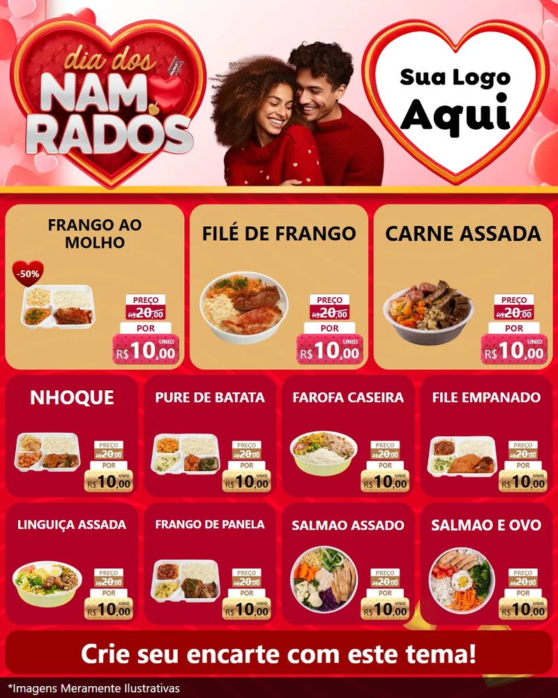 Modelo de Rede Social para Feed Instagram com o tema Dia dos Namorados para Restaurante