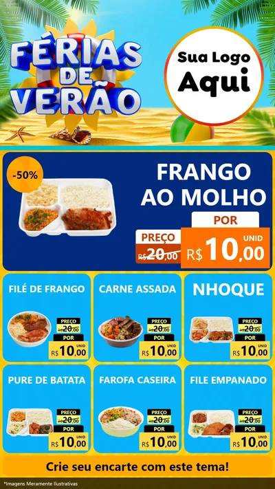Modelo de Rede Social para Stories com o tema Férias de Verão para Restaurante