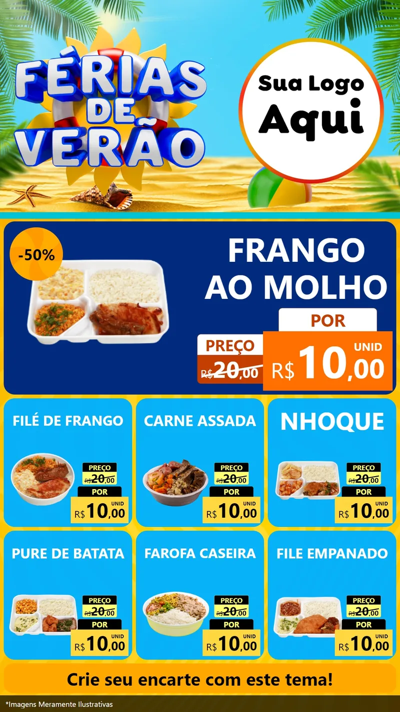 Modelo de Rede Social para Stories com o tema Férias de Verão para Restaurante