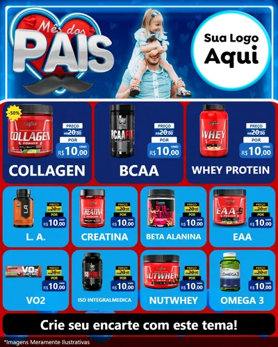 Modelo de Rede Social para Feed Instagram com o tema Mês Dos Pais para Suplementos alimentares