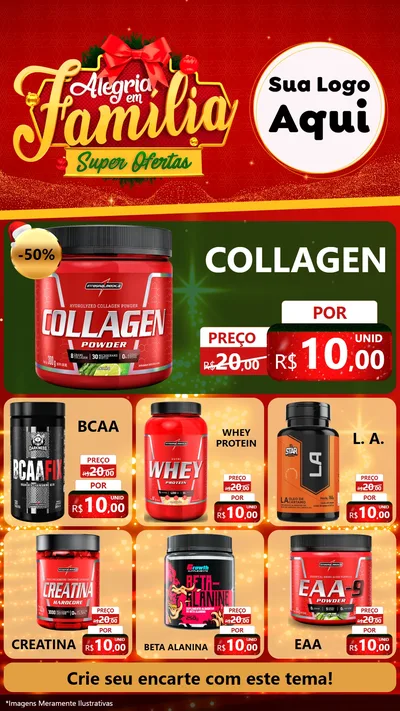 Modelo de Rede Social para Stories com o tema Alegria em Família Super Ofertas - Natal para Suplementos alimentares