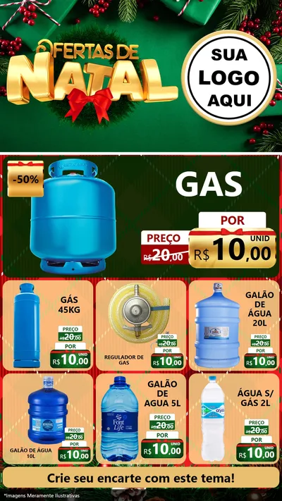 Modelo de Rede Social para Stories com o tema Ofertas de Natal para Água e gás