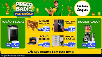 Modelo de TV para TV Horizontal com o tema Preço Baixo de Independência para Móveis e Eletro