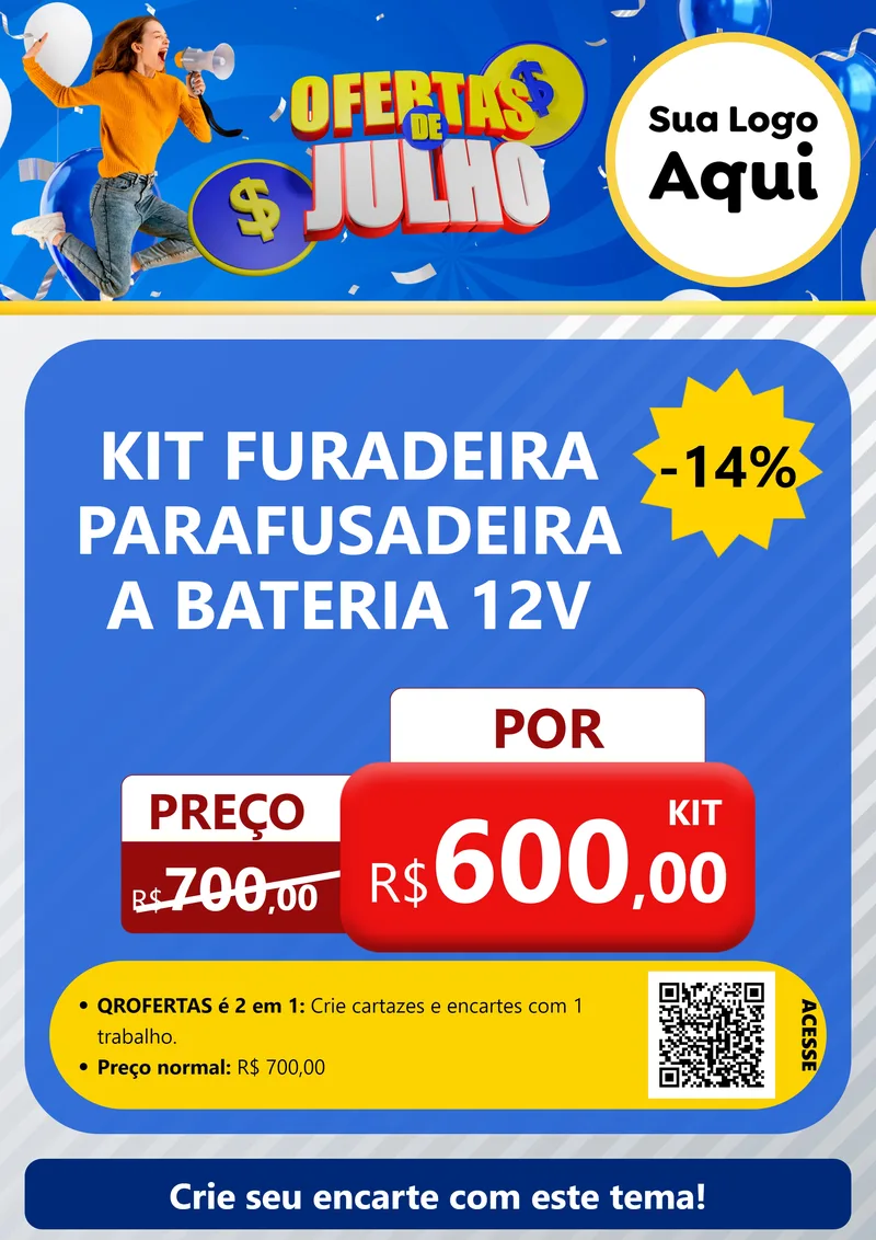Modelo de Cartaz para Cartaz A4 Vertical com o tema Ofertas de Julho para Maquinas e Ferramentas