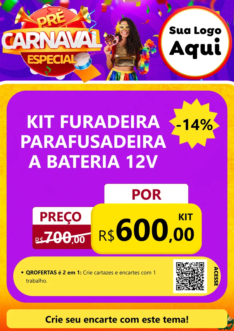 Modelo de Cartaz para Cartaz A4 Vertical com o tema Pré-Carnaval Especial para Maquinas e Ferramentas