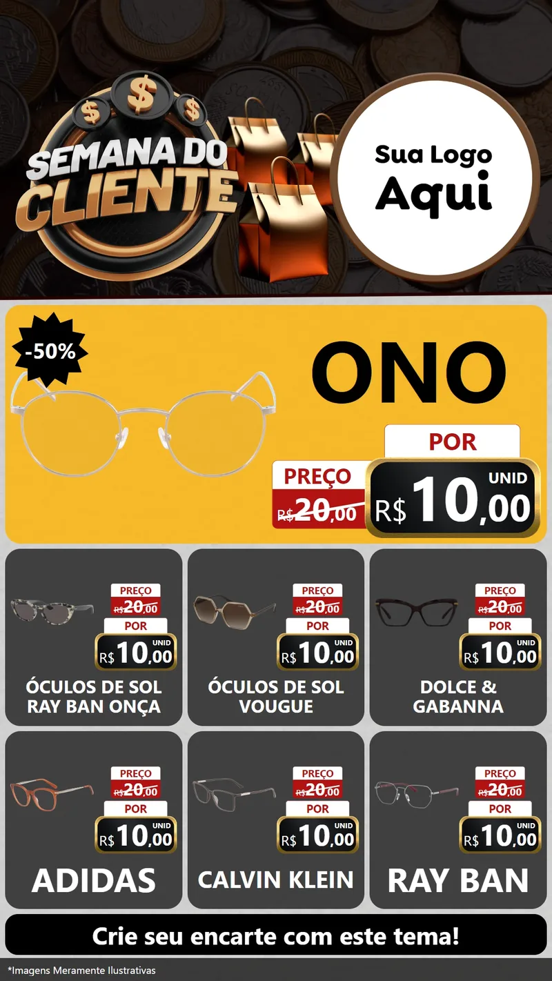 Modelo de Rede Social para Stories com o tema Semana do Cliente para Óticas