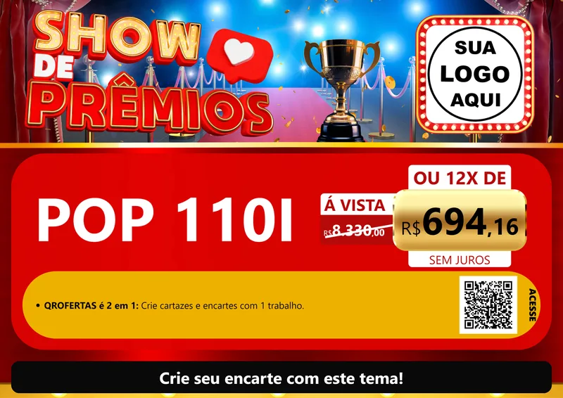 Modelo de Cartaz para Cartaz A4 Horizontal com o tema Show de Prêmios para Concessionaria de Motos
