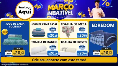 Modelo de TV para TV Horizontal com o tema Março Imbatível para Cama, Mesa e Banho