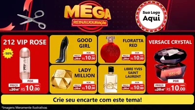 Modelo de TV para TV Horizontal com o tema Mega Reinauguração para Perfumes