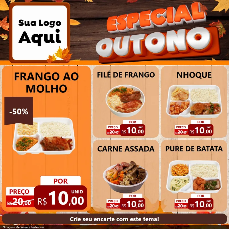 Modelo de Rede Social para Feed Facebook com o tema Especial Outono para Restaurante