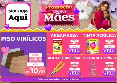 Modelo de Encarte para Encarte A4 Horizontal com o tema Promoção Dia das Mães para Material para Construção
