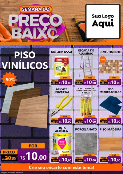 Modelo de Encarte para Encarte A4 Vertical com o tema Semana do Preço Baixo - Construção para Material para Construção
