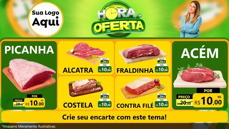 Modelo de TV para TV Horizontal com o tema Hora da Oferta para Açougue