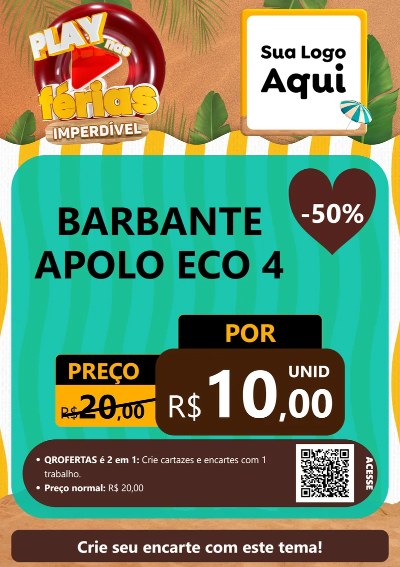 Modelo de Cartaz para Cartaz A4 Vertical com o tema Play Nas Férias Imperdível para Armarinho e Aviamentos