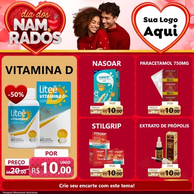 Modelo de Rede Social para Feed Facebook com o tema Dia dos Namorados para Farmácia