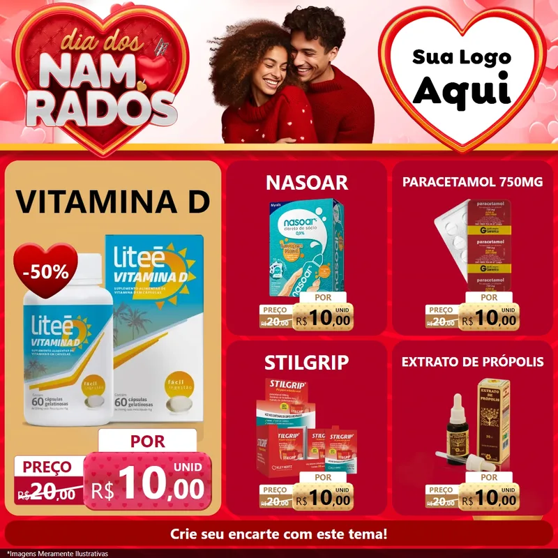 Modelo de Rede Social para Feed Facebook com o tema Dia dos Namorados para Farmácia