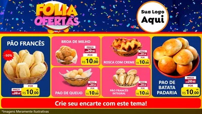 Modelo de TV para TV Horizontal com o tema Folia de Ofertas para Padaria