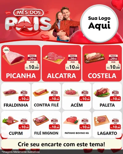 Modelo de Rede Social para Feed Instagram com o tema Mês dos Pais para Açougue