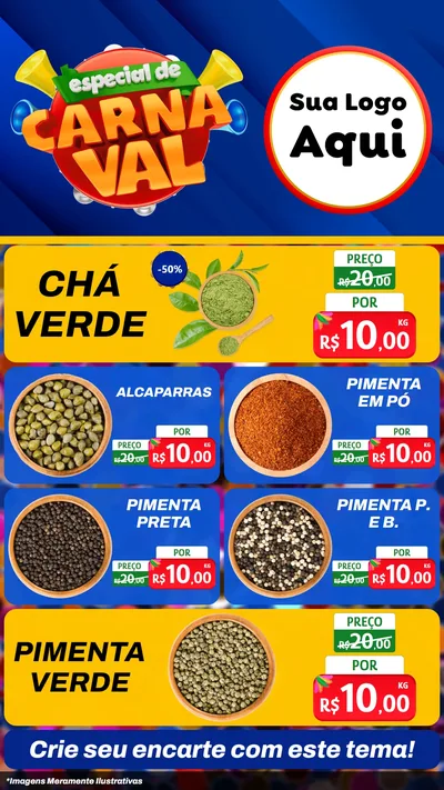 Modelo de TV para TV Vertical com o tema Especial de Carnaval para Produtos Naturais