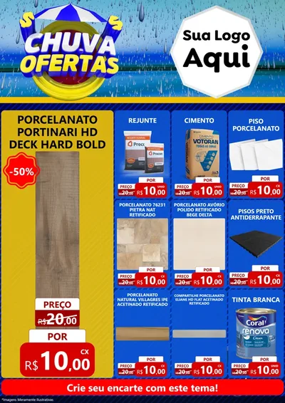 Modelo de Encarte para Encarte A4 Vertical com o tema Chuva de Ofertas para Pisos e revestimentos