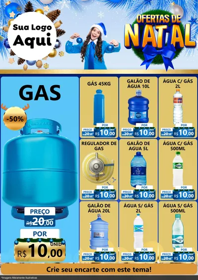 Modelo de Encarte para Encarte A4 Vertical com o tema Ofertas de Natal para Água e gás
