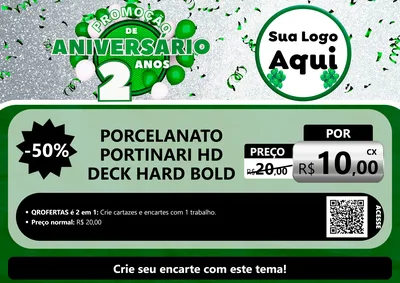 Modelo de Cartaz para Cartaz A4 Horizontal com o tema Promoção de Aniversário - 2 Anos para Pisos e revestimentos