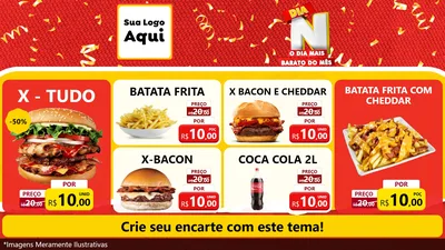 Modelo de TV para TV Horizontal com o tema Dia N o Dia Mais Barato do Mês para Hamburgueria