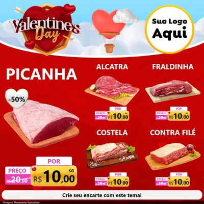 Modelo de Rede Social para Feed Facebook com o tema Valentine's Day para Açougue