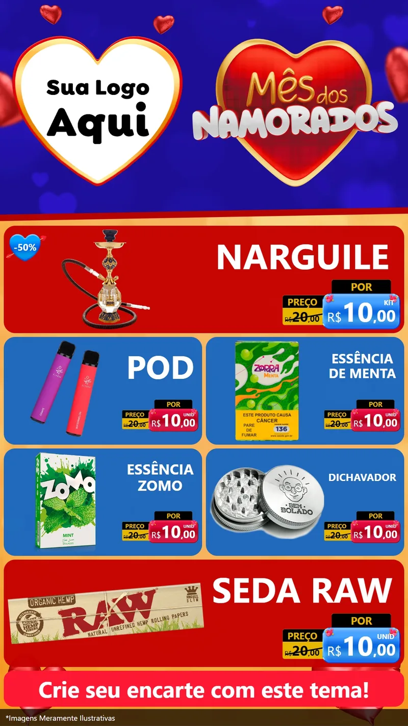 Modelo de TV para TV Vertical com o tema Mês dos Namorados para Tabacaria