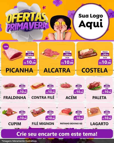 Modelo de Rede Social para Feed Instagram com o tema Ofertas Da Primavera para Açougue